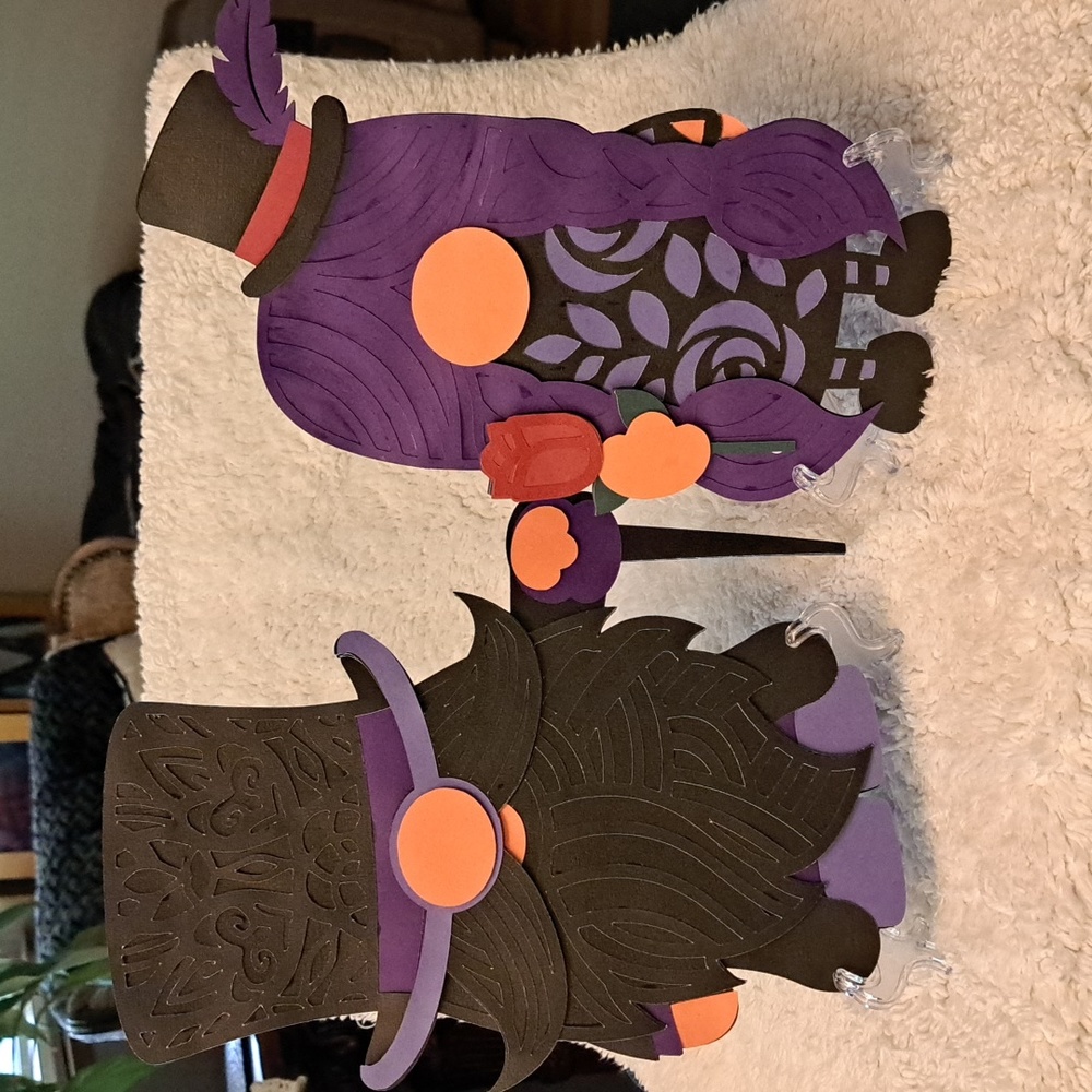 Handcrafted Goth Gnome Set  wiyh Display Stands